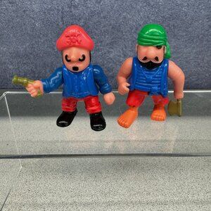 Vintage Pirate‎ Figurines Set of 2 Red Hat Green Bandana PVC 3” Figures